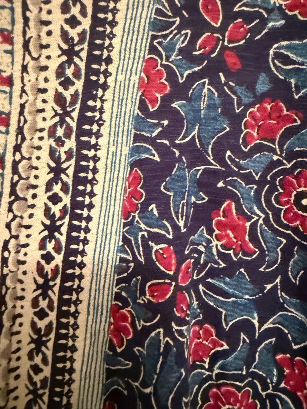 Lucky Brand Navy and Red Floral Tunic Top Size L - Picture 5 of 5